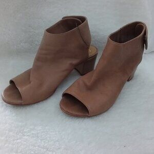 Women's Vero Cuoio Mimosa Tan Peep Toe Leather Mule Sandals Size EU 41